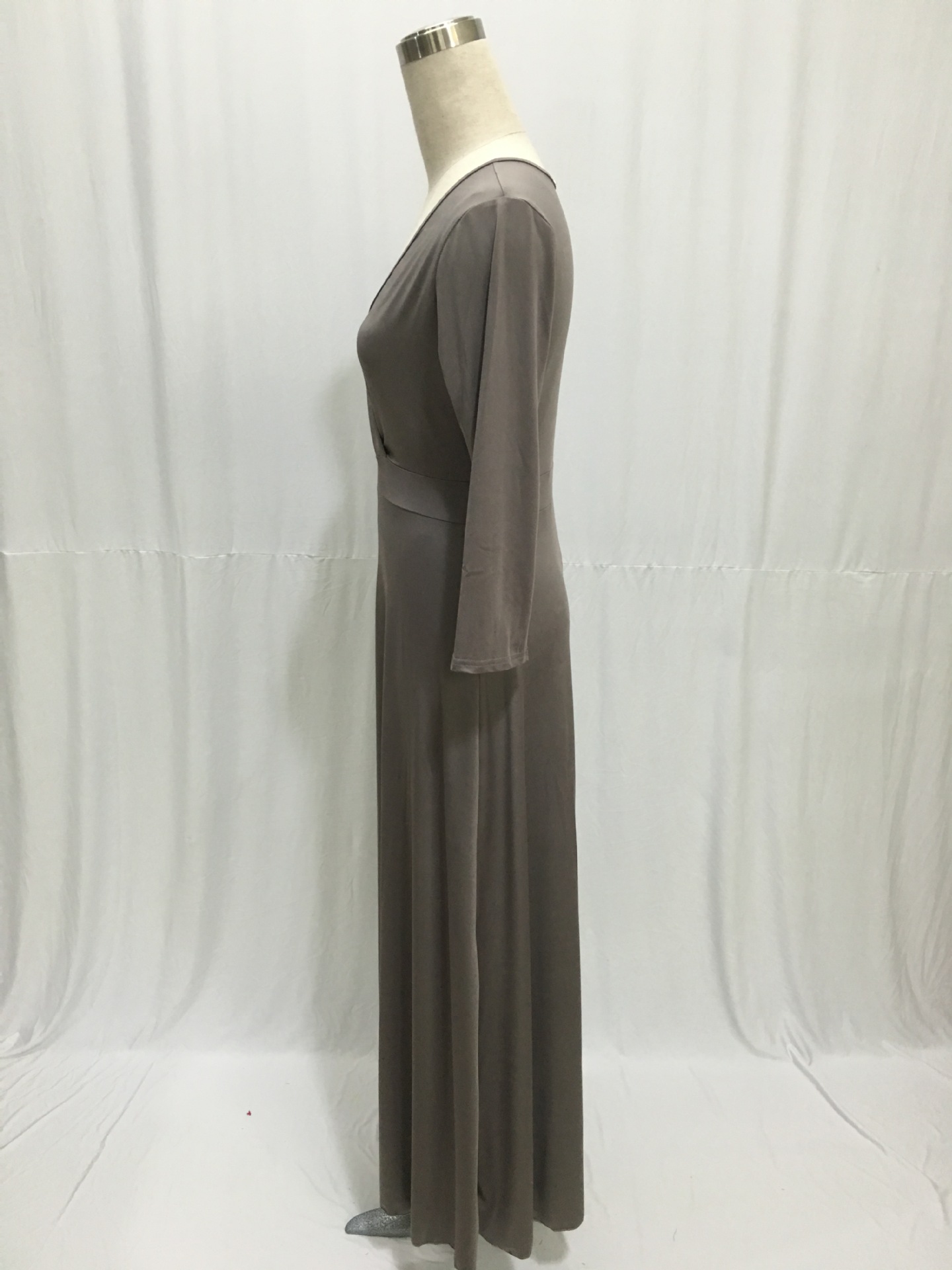 SZ60044-3 Women Long Knitwear V Neck Plus Size Bridesmaid Dress with Long Sleeve